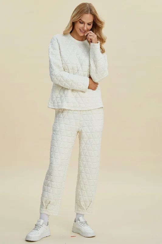 Textured Long Sleeve Top and Pants Set