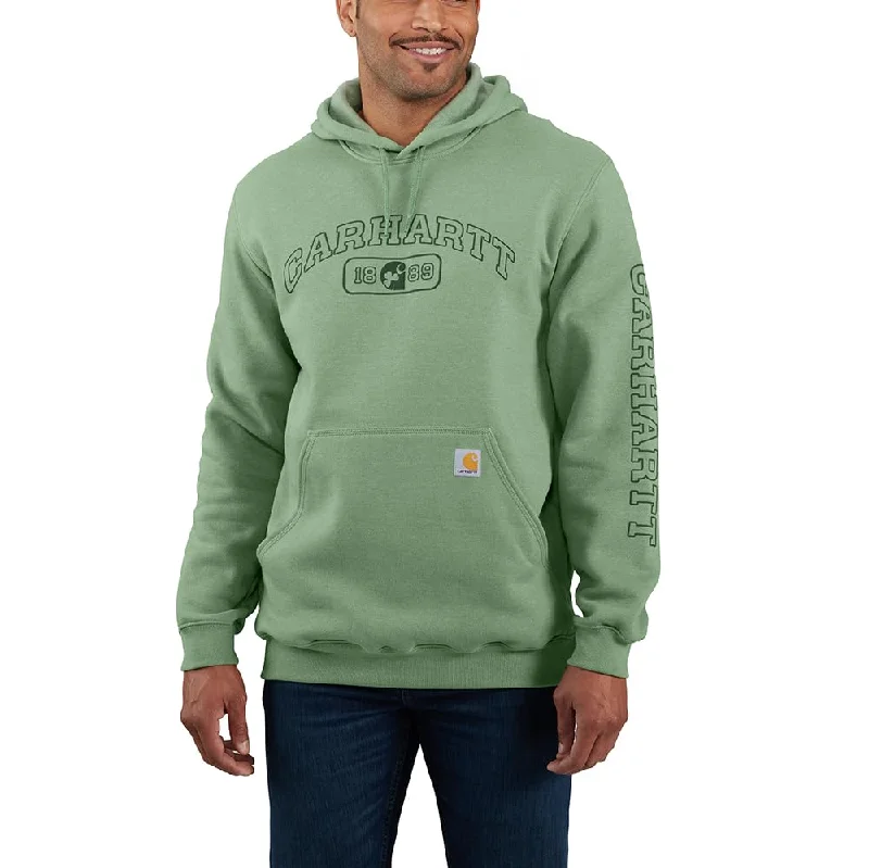 Carhartt 106220 Men's Loose Fit Midweight Hooded Shamrock Graphic Sweatshirt - 2X-Large Regular - Loden Frost Heather