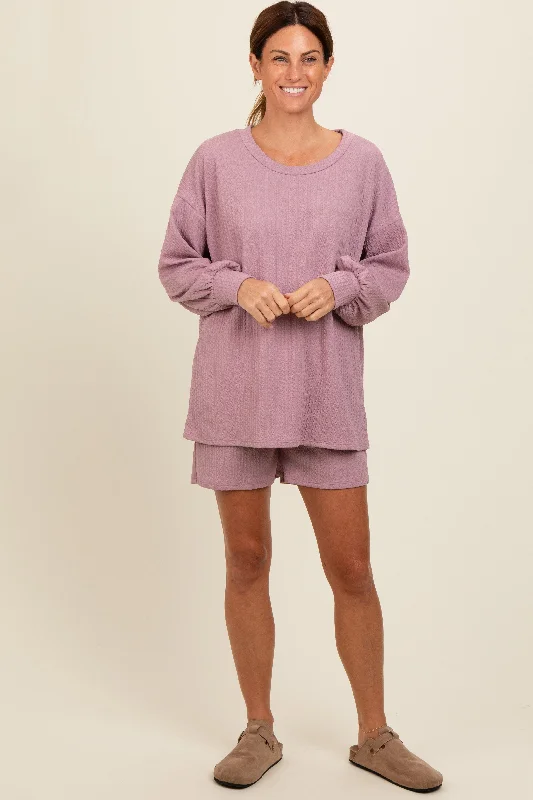 Mauve Long Sleeve Short Set