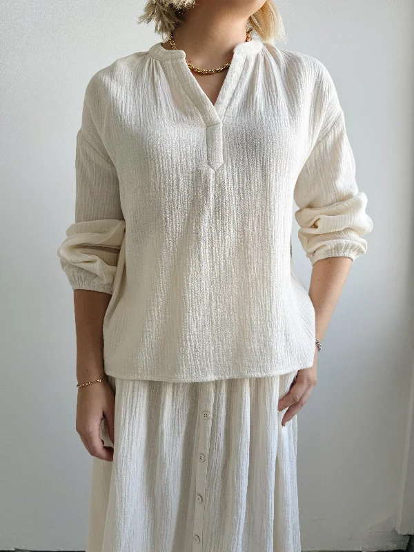 Zoe Peasant Blouse - Ivory