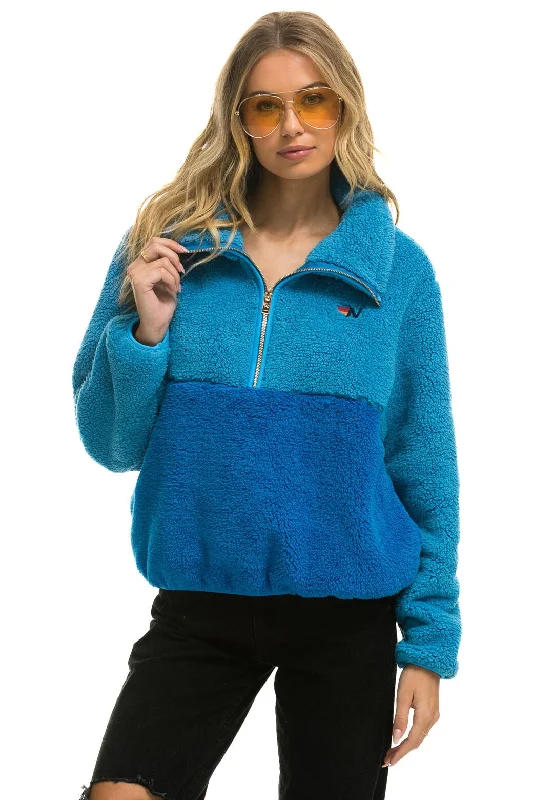 TEDDY APRES HALF ZIP COLOR BLOCK JACKET - OCEAN