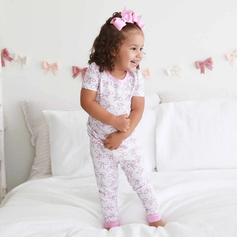 Blushing Bows Two Piece Pajama Set