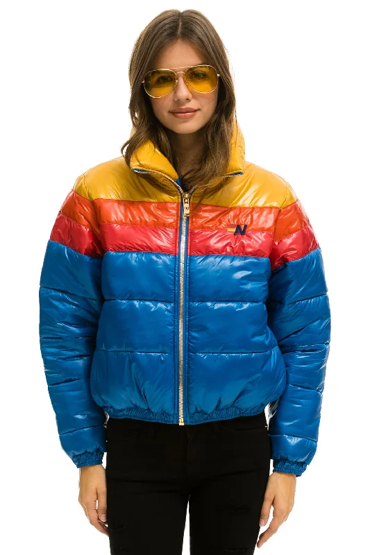 COLOR BLOCK LUXE APRES PUFFER JACKET -  GLOSSY SNORKEL BLUE