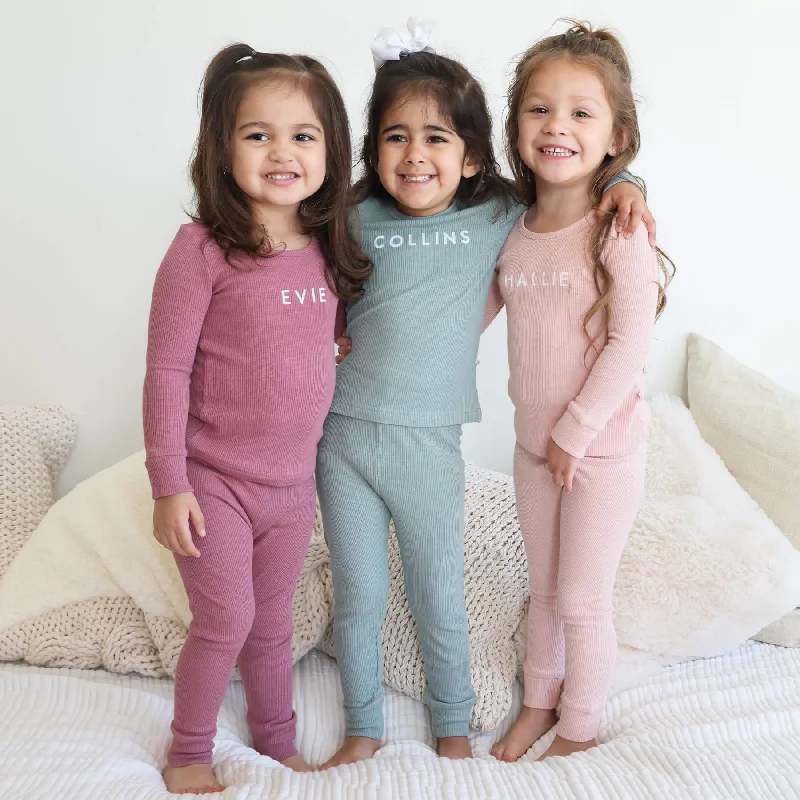 Bamboo Waffle Personalized Two Piece Pajama Sets