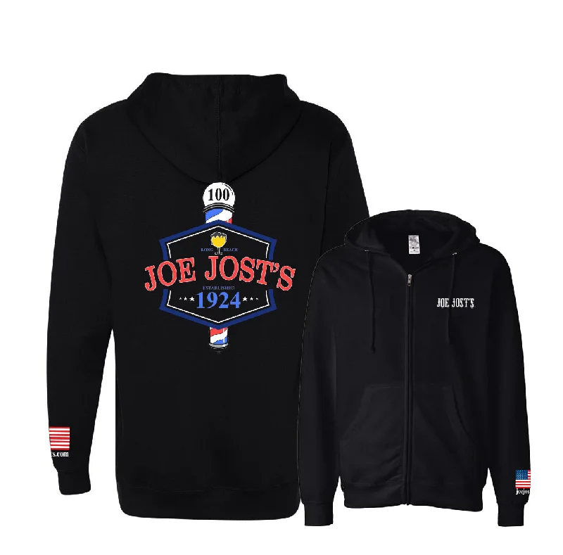 Barber Pole Zip Hooded Fleece 2024 - Black