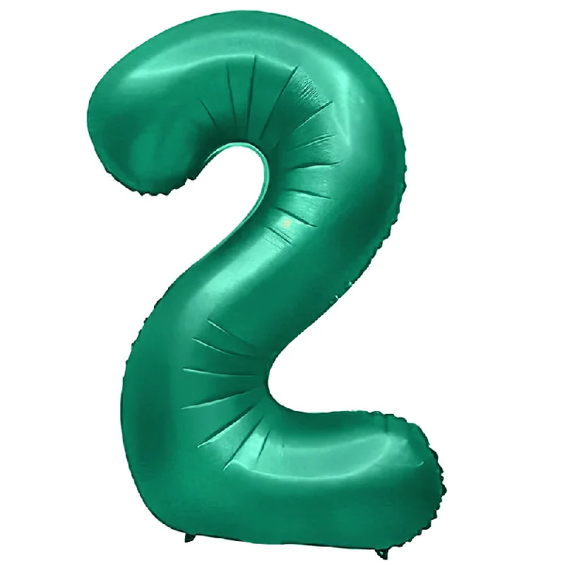 32 inch NUMBER 2 - METAL BALLOONS - GREEN