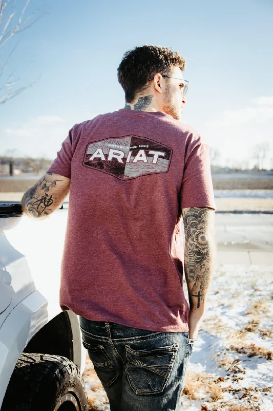 Ariat Quadrant T-Shirt for Men in Burgundy Heather Red | 10051451-BURGUNDYHEATHER