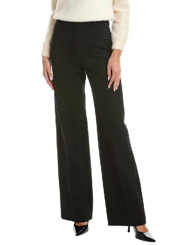 Oscar de la Renta Silk-Trim Wool-Blend Pant