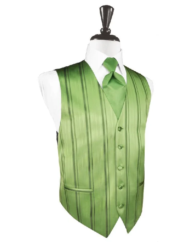 Sage Striped Satin Tuxedo Vest