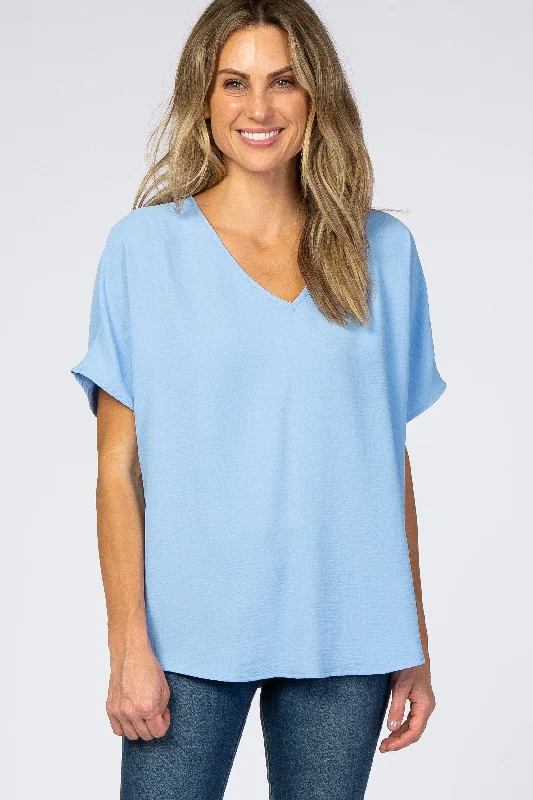 Light Blue Short Sleeve Blouse