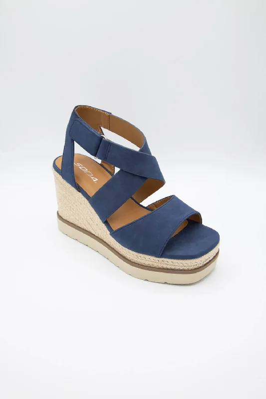 Soda Churro Rope Wedges for Women in Blue | CHURRO-S NAVY