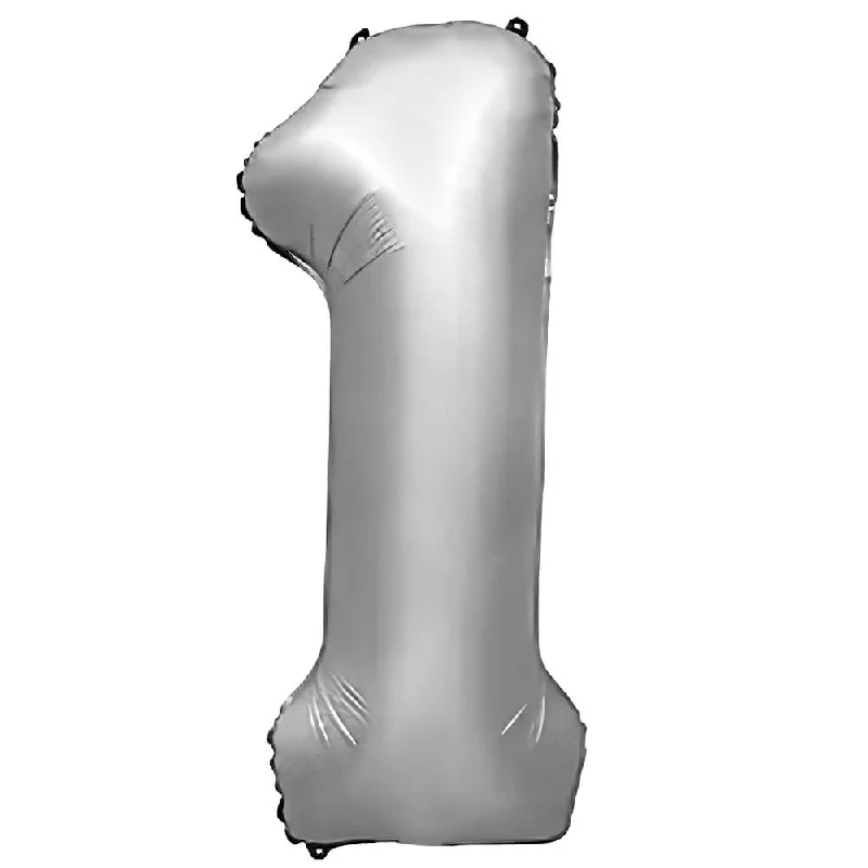 32 inch NUMBER 1 - METAL BALLOONS - SILVER