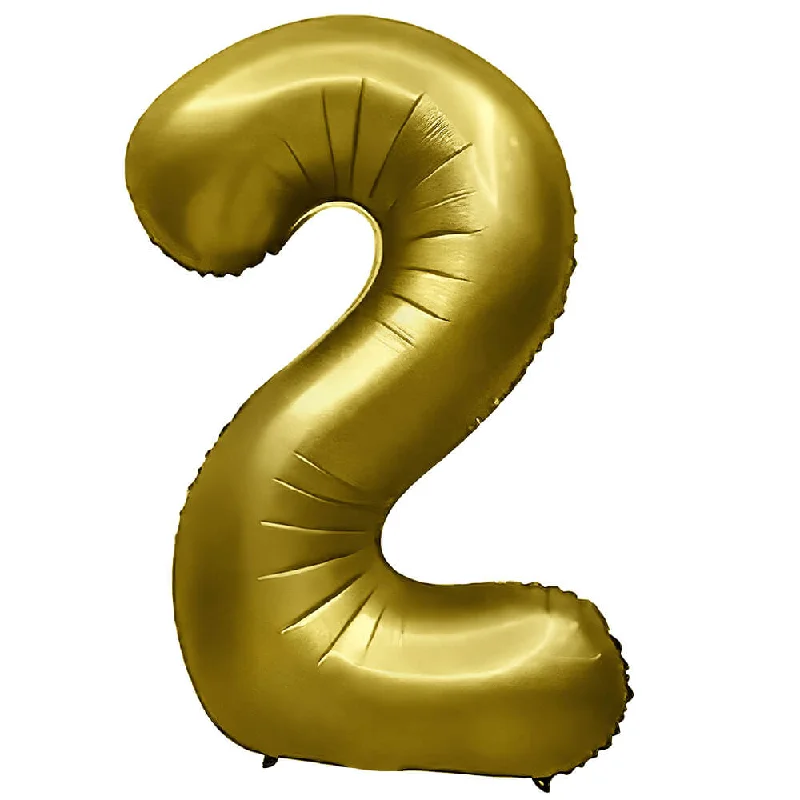 32 inch NUMBER 2 - METAL BALLOONS - VINTAGE GOLD