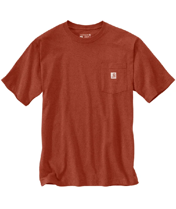 K87 - Loose Fit Heavyweight Pocket Tee - Saddle Red Heather