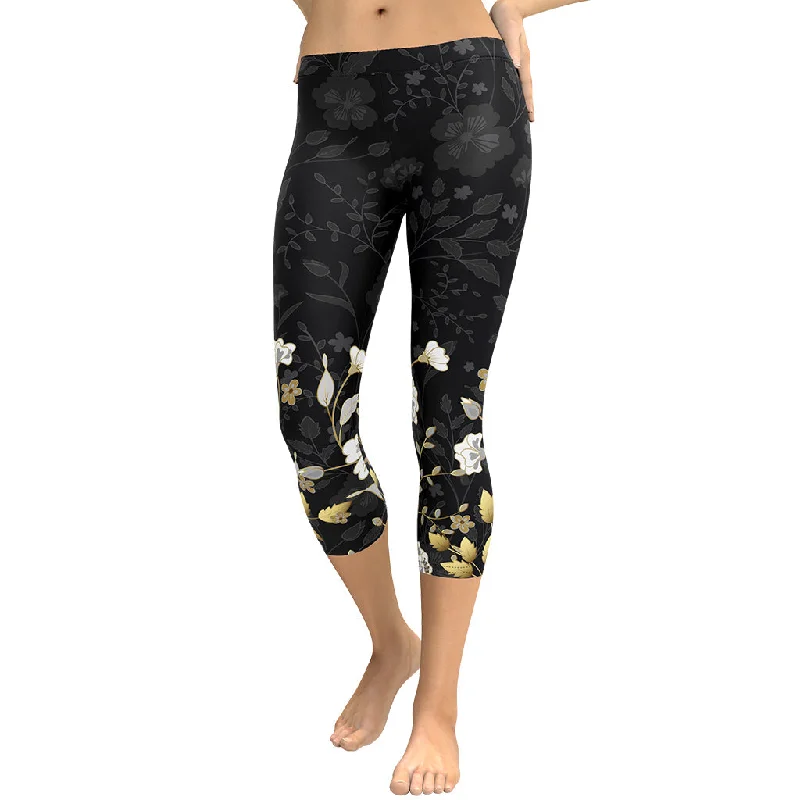 Golden Floral Capris