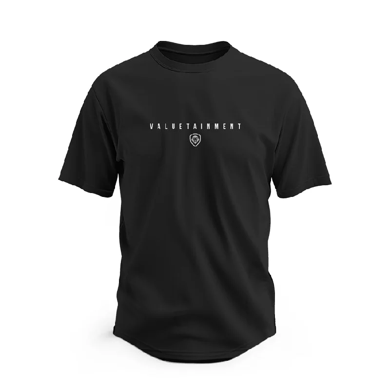 Valuetainment Premium Curved Hem Black Short Sleeve T-Shirt