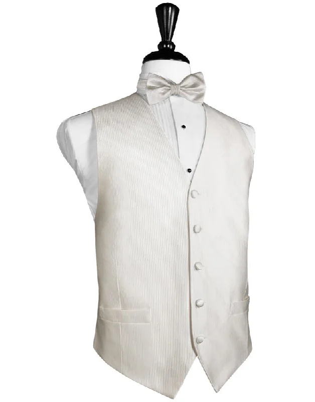 Ivory Faille Silk Tuxedo Vest