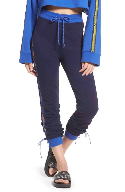 Fenty Rihanna Side Lace-Up Jogger Pants In Blue