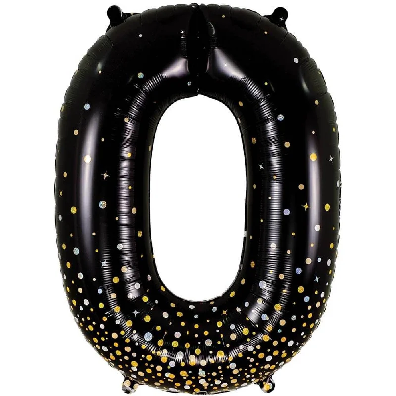 34 inch NUMBER 0 - OAKTREE - SPARKLING FIZZ HOLOGRAPHIC BLACK