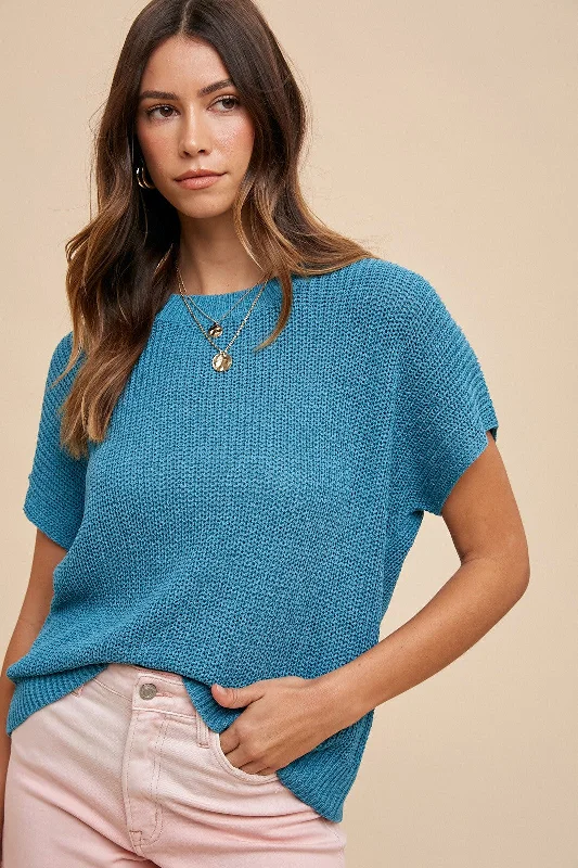 Teal Knit Sweater Top