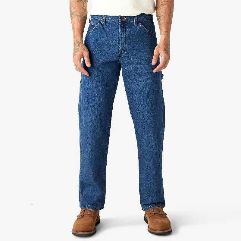 Relaxed Fit Heavyweight Carpenter Jeans, Stonewashed Indigo Blue