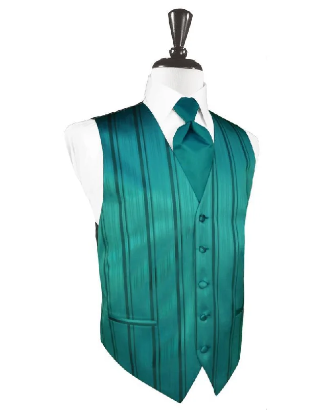 Jade Striped Satin Tuxedo Vest