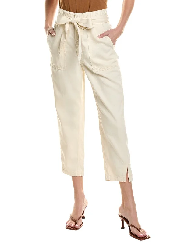 AG Jeans High-Rise Barrel Silk-Blend Paperbag Pant