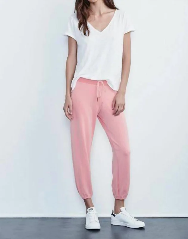 Della Luxe Modal Jogger Pants In Pink