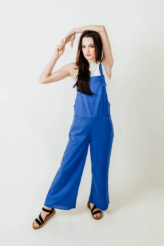 Jumpsuit with Knot Straps for Women in Blue | NP70238-BLUE