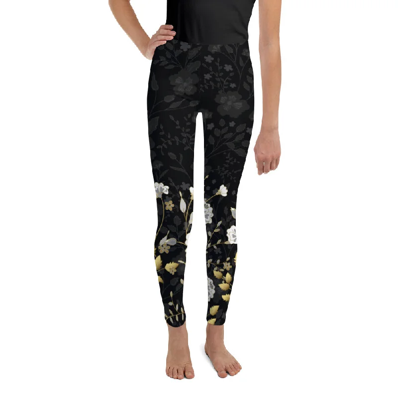 Golden Floral Youth Leggings