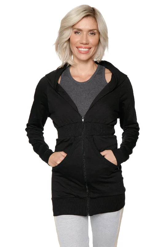 Zip-up Long Body Travel-ready Hoodie (Black)