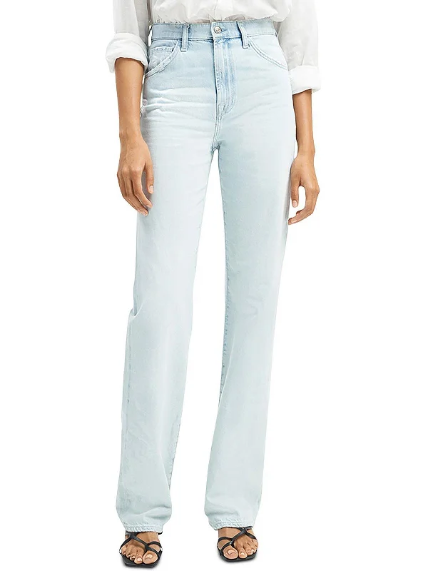 Womens Distressed High-Rise Slim Jeans