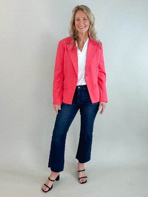 Strawberry Pink Notch Collar Blazer