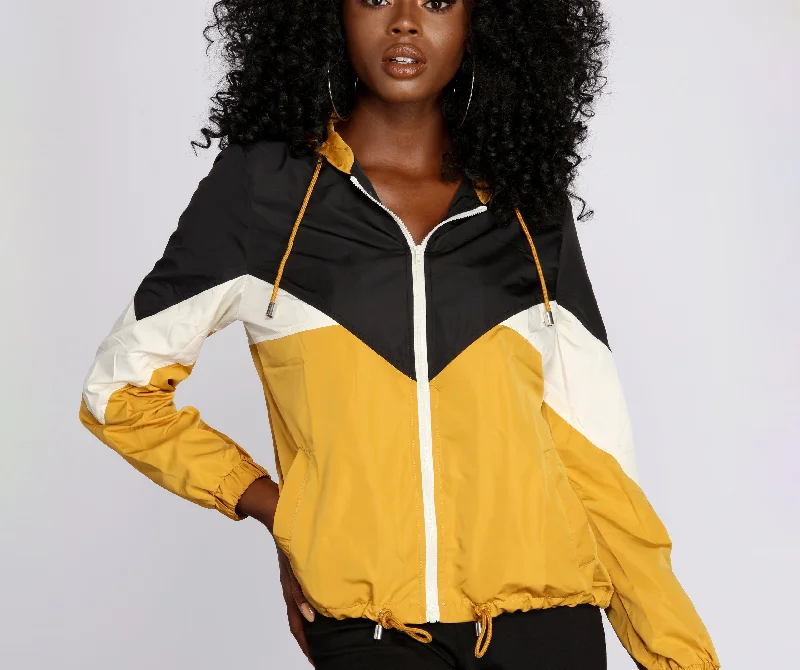 Retro Style Zip Up Windbreaker