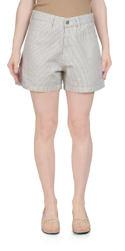 Carpenter Striped Cotton Shorts In Railroad Grey